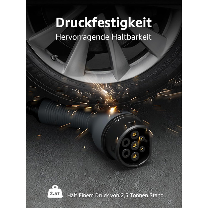 Зарядний кабель bokman type 2, режим 3 / 32A / 22 кВт / 3-фазний / 5 метрів, зарядний кабель типу 2 до типу 2 EV для електромобіля