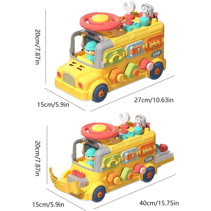 Інтерактивний кубик для малюків Захоплюючий кубик для навчання у формі автобуса для малюків Ідеально підходить для розвитку дрібної моторики в домашніх умовах, школі та дитячих садочках