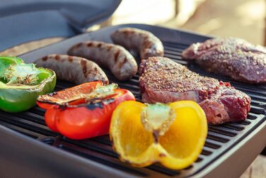 Портативний газовий барбекю на 1 пальник, настільний барбекю маленький для балкона, до 300C, чавунна решітка, портативний кемпінго