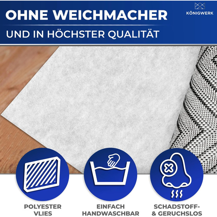 Протиковзкий килимок для килимів (120 x 190 см) Без пластифікаторів - Надзвичайно надійний протиковзкий килимок для килимів та всіх видів підлогових покриттів - Ідеальна протиковзка підкладка для килима