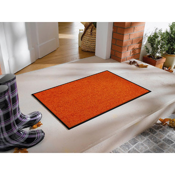 Килимок для дверей, що прається та сушиться, колір Палений помаранчевий 60x90 см, для використання всередині та зовні приміщень, можна прати 60 x 90 см (прямокутний)