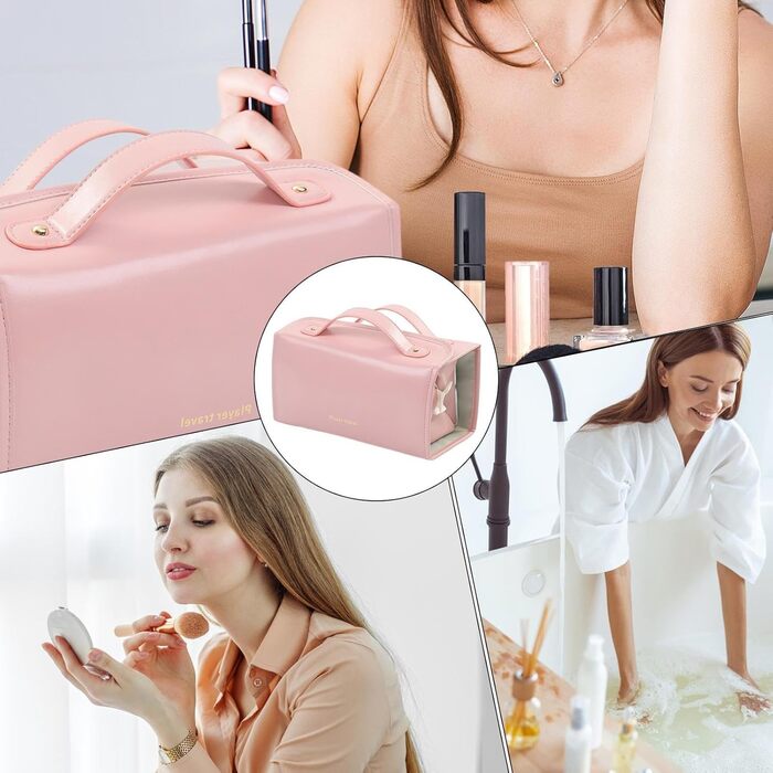 Організатор для макіяжу - дорожня косметичка тримач для пензлика для макіяжу для подорожей косметички зі знімними прозорими відділ