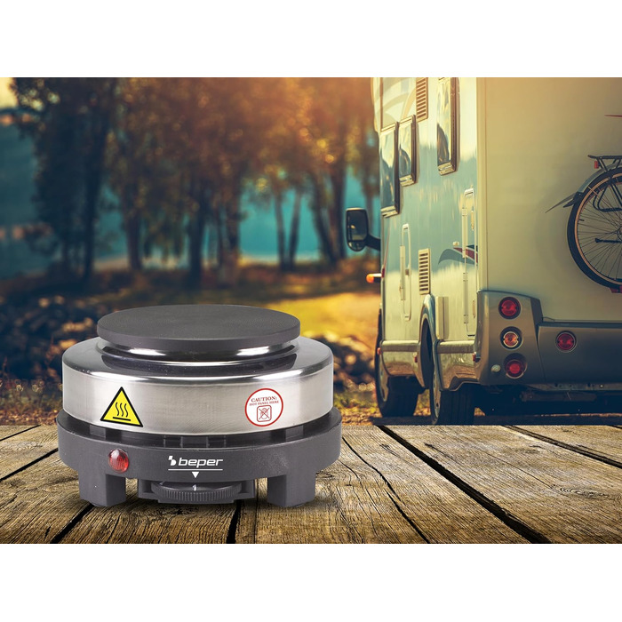 Електрична варильна плита з чавуну/нержавіючої сталі, 5 рівнів горіння, одинарна плита, кемпінгова плита з пластиною 10 см, 500 Вт, 101PIA003 -