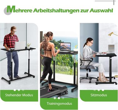 Комп'ютерний стіл COSTWAY регулюється по висоті від 70-107 см, мобільний стіл на коліщатках, стіл для ноутбука на коліщатках з 2 г