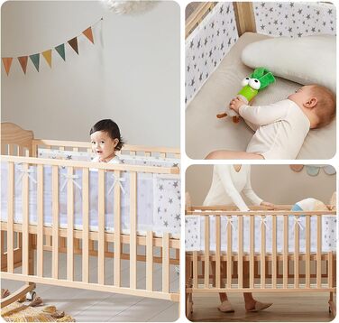 Захист для ліжечка Sour Lemon Baby Nest, 2 шт., захисний бар&39єр для ліжечка, 3D сітчаста підкладка, дихаюча закрита частина ліжечка, захист від потоку повітря (зірка)