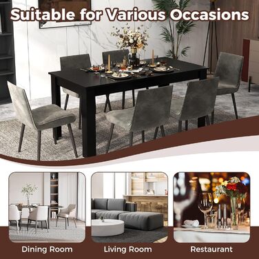 Обідній стіл GIANTEX для 6-8 осіб, 160 x 80 x 77 см, великий прямокутний дерев&39яний стіл, портативний кухонний стіл (до 150 кг), сучасний обідній стіл, письмовий стіл для їдальні, кухні, офісу (чорний)