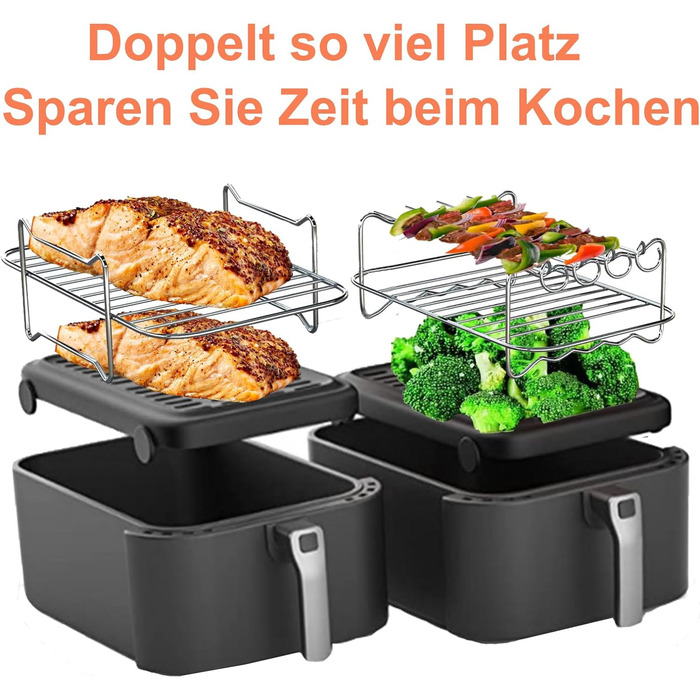 Аксесуари для двозонної фритюрниці, набір аксесуарів для фритюрниці з силіконовою формою, сумісний з Ninja AF300EU 7.6 л, COSORI 8.5 л, cookwise Devology Cecotec 9L, Balter Innsky CHEFREE 8L Double Fryers Black