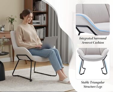 Льняне крісло-гойдалка Chairus для вітальні, балкону, сучасного м&39якого крісла-реклайнера з металевими ніжками (бежевий) Льняний бежевий