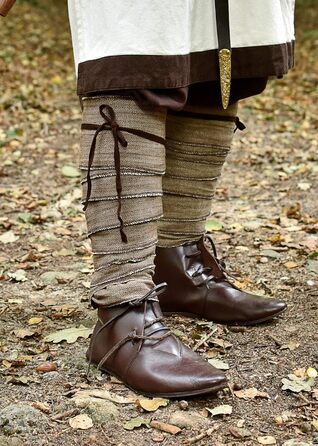 Середньовічні накидки на ноги Battle-Merchant для чоловіків та жінок, пара, візерунок &quotялинка&quot для середньовічних штанів або штанів вікінгів, бавовна, вікінги, LARP синій/натуральний