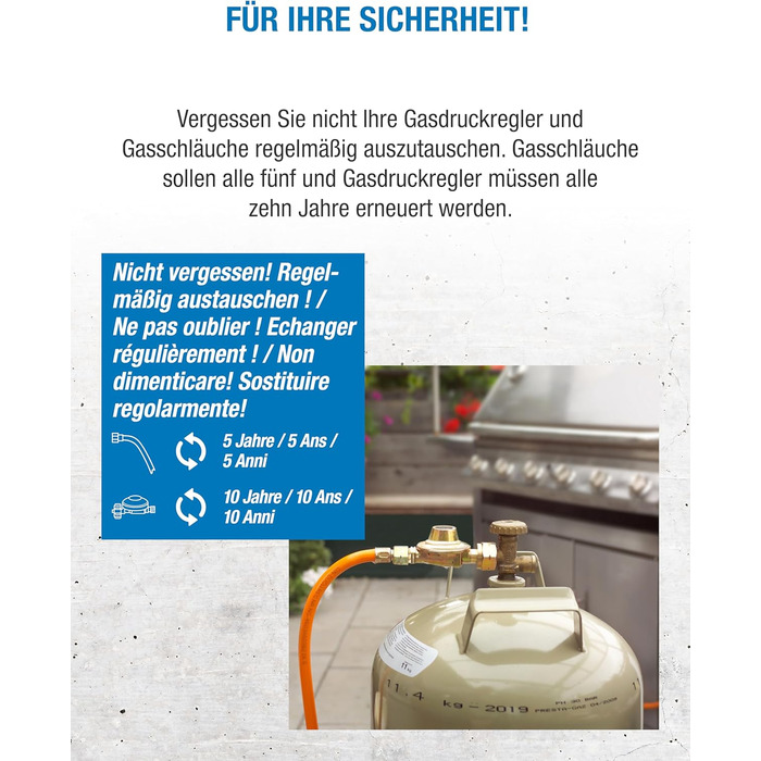 Двоконфорочна газова плита CFH Capri ZK 421 кемпінгова газова плита з регулятором тиску газу 50 мбар та газовим шлангом 80 см, потужність 3,8 кВт, витрата 277 г/год, знімна кришка та хромована решітка, зроблено в Європі
