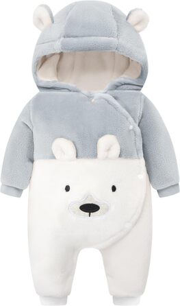 Зимовий комбінезон WYTbaby для малюків, фланелевий, зимовий, для хлопчиків та дівчаток 3-6 місяців, сірий