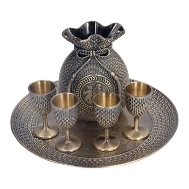 Турецький чайний сервіз у вінтажному стилі, сплав цинку, рельєфний візерунок, стійкі кольори, надзвичайно міцний, турецький кавовий набір