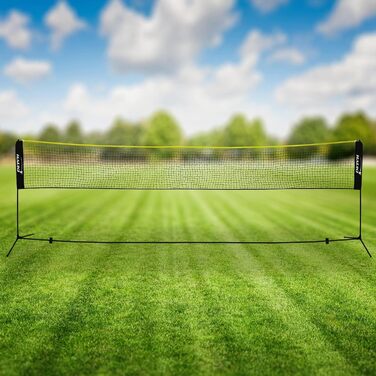 Сітка для бадмінтону Hauki, тенісна сітка 400 см/500 см, чорна/синя, висота 156 см, комплект сітки для воланів, 3 волани, сумка для перенесення, міцна залізна рама, портативна волейбольна сітка, тренувальна сітка для приміщень та вулиці, чорна, 500 см