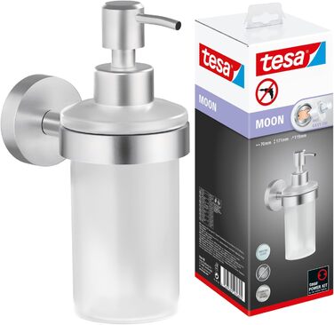 Набір дозаторів для мила tesa Moon, сатиноване скло та хромована нержавіюча сталь - Дозатор для рідкого мила для настінного монтаж
