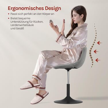 Крісло-табуретка WOLTU для туалетного столика, спальні та їдальні - регульована висота, поворот на 360 зі спинкою, виготовлена з комфортного оксамиту, світло-сіра