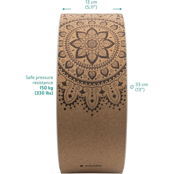 Колесо для йоги Navaris з корка - 33 см колесо для йоги, пілатесу та гімнастики - опорне колесо для йоги, кільце для йоги для розтяжки, гнучкості та вправ, стиль 2