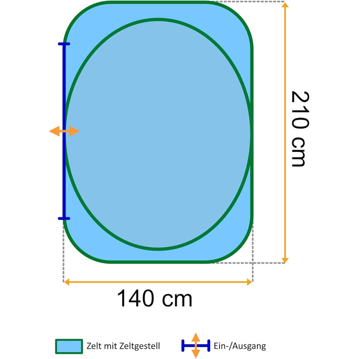 Пляжний намет CampFeuer Помаранчевий/Сірий, UV50 У комплекті сумка для перенесення Автоматичний пляжний намет, розкладний пляжний намет, кемпінговий намет від сонця Миттєвий розкладний пляжний намет, швидкорозкладний сонцезахисний намет, вітрозахисний