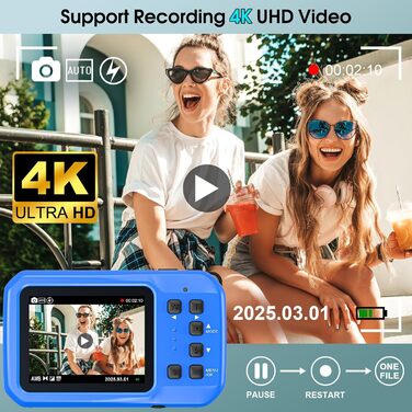 Підводна камера 4K UHD, 64-мегапіксельна цифрова камера з автофокусом, водонепроникна з картою пам&39яті 32 ГБ, захист IP68 та 16-футова підводна камера з IPS HD екранами, 16-кратним плаваючим цифровим зумом, підсвічуванням, для підводного плавання UP014B