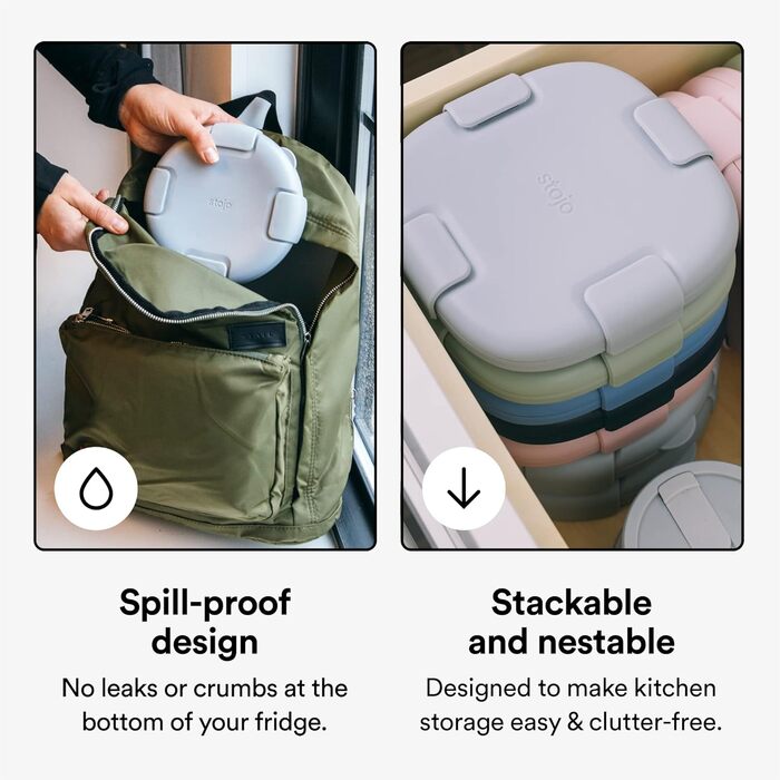 Складана миска STOJO вівсянка, 1020 мл багаторазова силіконова миска для гарячої та холодної їжі ідеально підходить для подорожей, прийому їжі, обідів, кемпінгу та походів безпечна для мікрохвильової печі та вівсянки