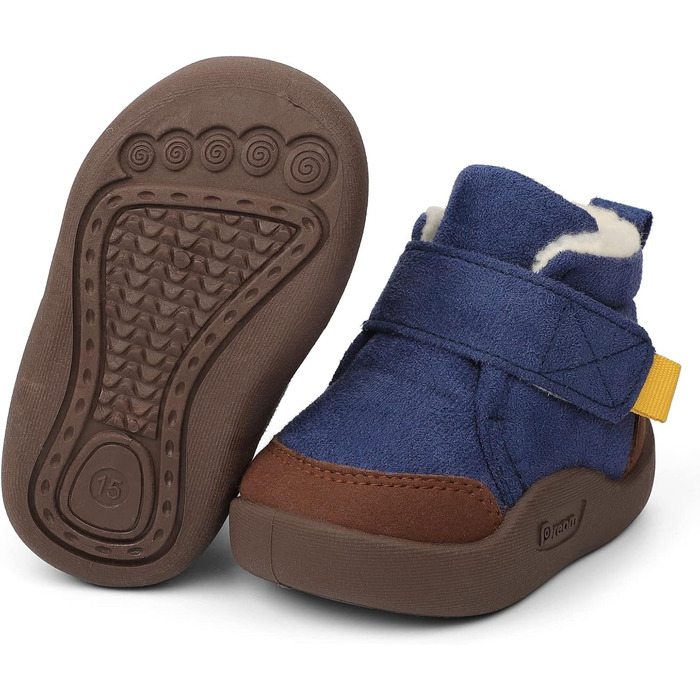 Зимове взуття, дитячі чоботи, дитяче взуття для хлопчиків/дівчат, зимове плюшеве, плоске гумове, протиковзке, розмір 18-23 EU, 22 EU, темно-синє