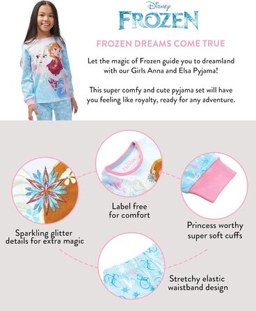 Піжами для дівчаток Disney Дитячі піжами "Крижане серце" зі 100 бавовни Довгі піжами Ельзи та Анни, розмір 110, сині