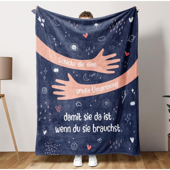 Подарунки Craftique &quotОдужуй швидше&quot для жінок та чоловіків, велика ковдра для обіймів, подарунки для підняття настрою, подарунки для комфорту, подарунок для підбадьорення дівчини, подарунок для співчуття 153x127 см (темно-синій)