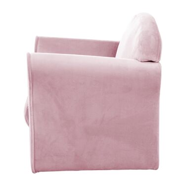 Дитяче крісло Lil Диван з підлокітниками - для хлопчиків і дівчаток - зручне дитяче крісло - оксамитова тканина рожевого кольору -
