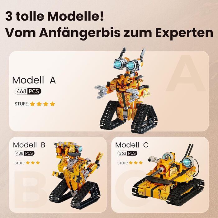 Конструктор-робот Sillbird, 3-в-1 з дистанційним керуванням та програмуванням, 468 деталей