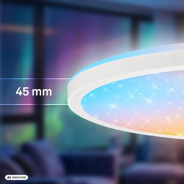 Стеля LED-світильник BRILONER AuraGlow з диммером та фоновим підсвічуванням, чорний/білий, 37,5 см
