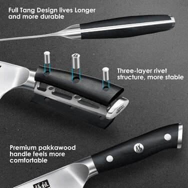 Ніж шеф-кухаря Кухонний ніж, ніж шеф-кухаря Santoku німецький вуглецевий нержавіюча сталь гострий ніж лезо 18 см ергономічна ручка