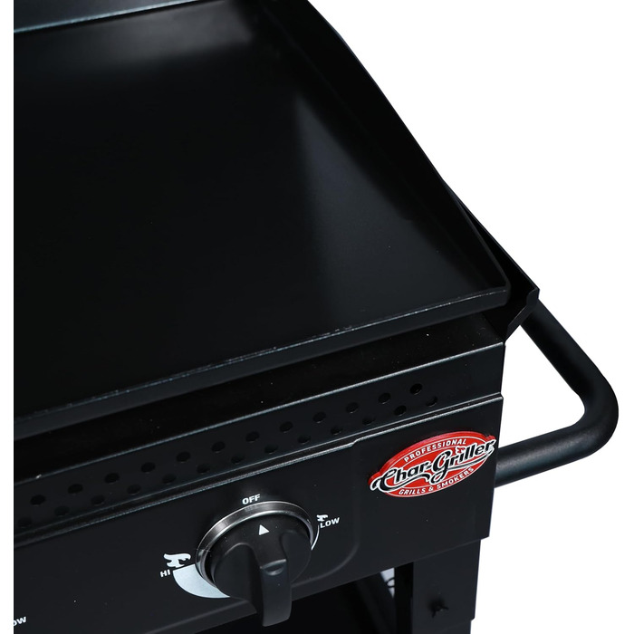 Газовий гриль-планча Char-Griller Flat Iron на 3 пальники, складаний гриль із керамічною сталевою поверхнею, вітрозахистом, 3355 см, чорний