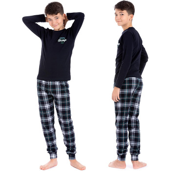 Комплект піжами/костюму LOREZA для хлопчика з довгими рукавами, 100 бавовняний інтерлок, картатий, теплий, розмір 140-146, модель 1