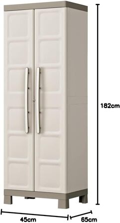 Висока пластикова шафа Keter Excellence, ШхГхВ 65x45x182 см, бежевий/сіро-коричневий, вкл. 4 полиці з регульованою висотою