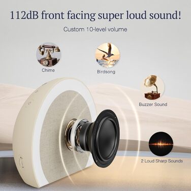 Надгучний будильник з бездротовою вібрацією, світлом та вібрацією для тих, хто глибоко спить, та підлітків, 9-кольоровий нічник, подвійний будильник, 8 звуків будильника, регулювання яскравості від 0 до 100, цифровий будильник для дітей