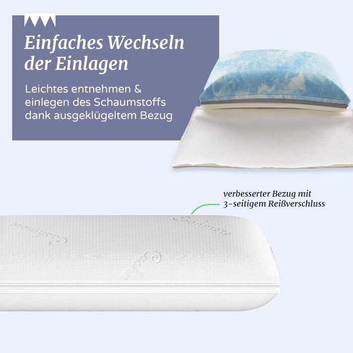 Подушка для шиї з гелевої піни та піни з ефектом пам&39яті, 60x30 см, подушка для шийного відділу хребта, регульована жорсткість та висота (7-14 см), чохол з дихаючого кашеміру