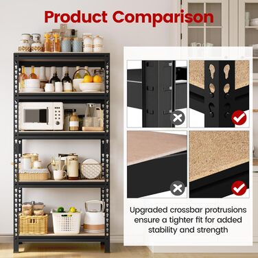 Міцний стелаж Yaheetech з 2 предметів, стелаж для зберігання, 150 x 70 x 30 см, безболтовий стелаж з 5 регульованими полицями, підвальний стелаж, вантажопідйомність 590 кг, стелаж з металевим каркасом, чорний