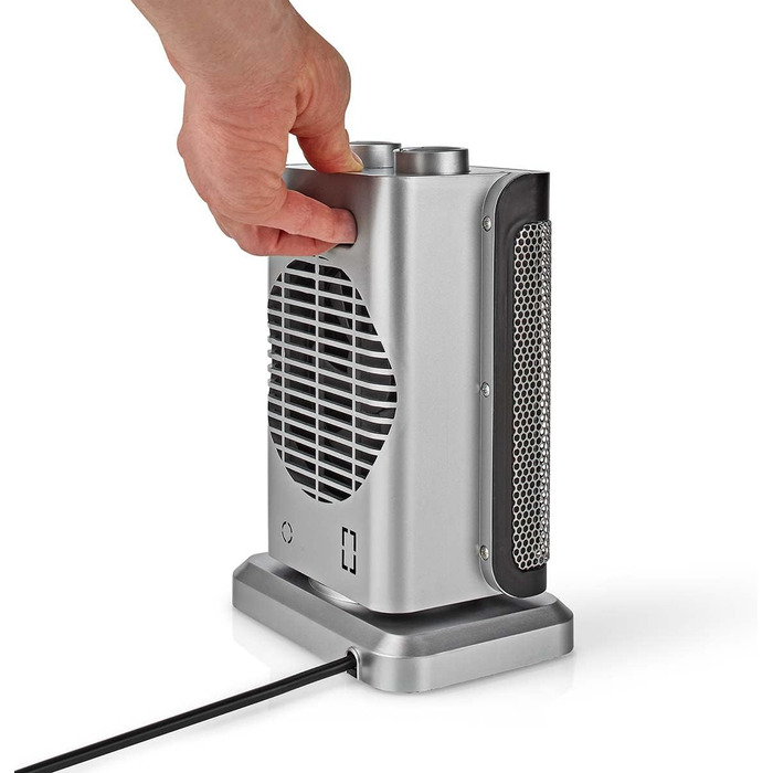 Керамічний PTC вентилятор-обігрівач - 1000/1500 Вт - 2 режими нагріву - Регульований термостат - Функція коливання - Захист від перегріву та перекидання - Сірий, 17GY -