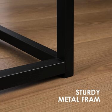 Журнальний столик VOWNER, стіл для вітальні, журнальний столик зі сталевим каркасом та полицями, промисловий дизайн, скандинавський стиль, легке складання, дерев&39яний диванний столик, приставний столик, вінтажний коричневий