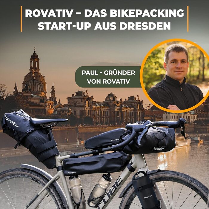 Сумка на верхню трубу велосипеда Rovativ Bikepacking 1,8 літра 100 водонепроникна - Сумка на верхню трубу - Надміцне кріплення - Нова блискавка - для гравійних велосипедів, шосейних велосипедів, гірських велосипедів