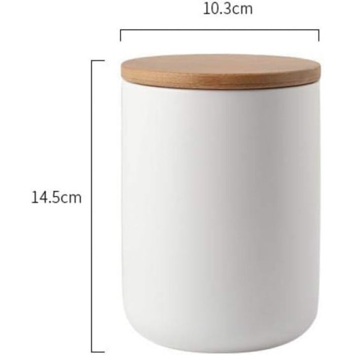 Керамічна банка для зберігання з кришкою, герметична ємність із запечатаною бамбуковою кришкою, кухонний контейнер для чаю, цукру, кави, квасолі, горіхів, спецій (біла, 800 мл)