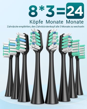 Електрична зубна щітка звукова для дорослих та дітей - з 8 насадками та 5 режимами. До 90 днів роботи від акумулятора, розумний таймер на 2 хвилини, дорожній кейс.