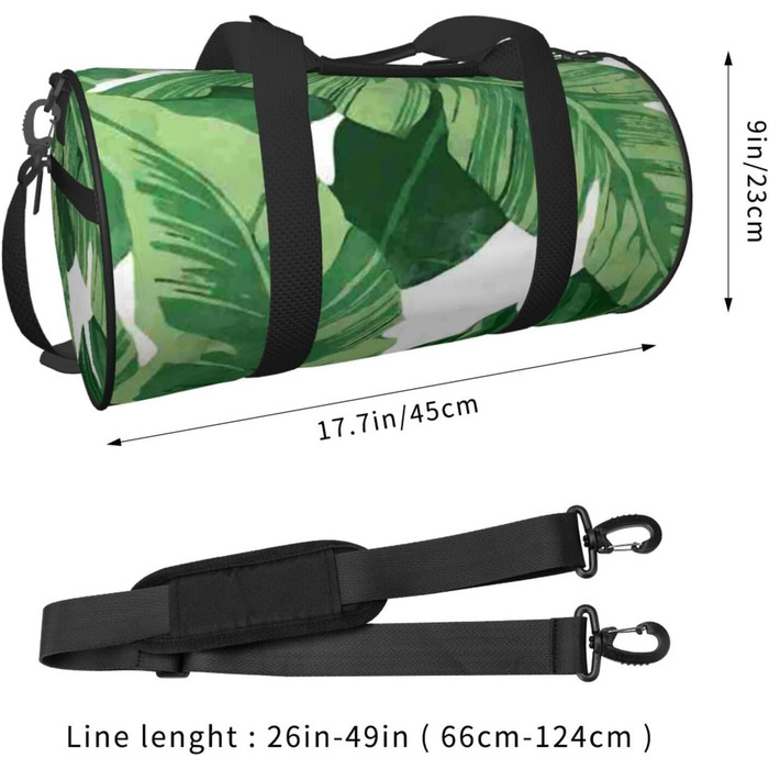 Дорожня сумка з дизайном черепа, кругла, великої місткості, легка та міцна, чудовий подарунок для походів, відпустки, ділових поїздок та іншого. Стильні зелені пальмові листки. Універсальний розмір.