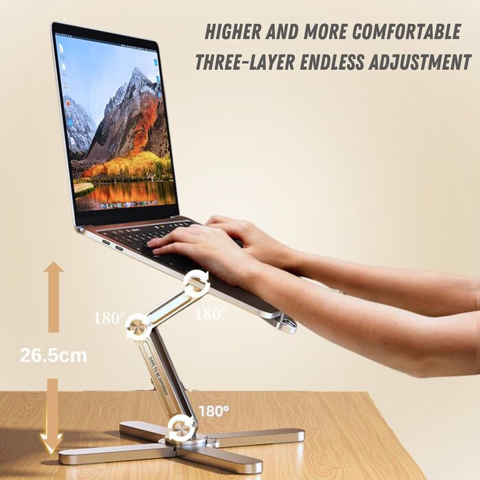 Підставка для ноутбука з поворотною базою на 360, регульована по висоті, ергономічна складана підставка для ноутбука, сумісна з iPad та MacBook/всіма ноутбуками до 16 дюймів (срібляста)