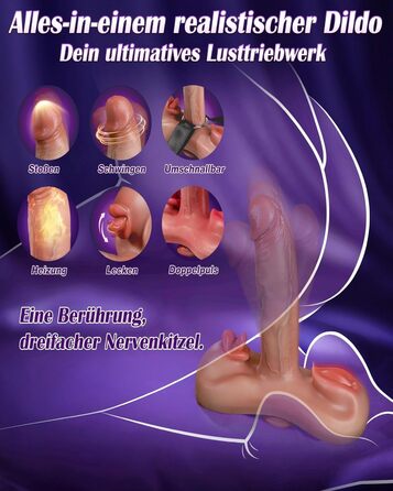 Вібратор-фалоімітатор KI-Sync XXL для жінок, з нагрівом, вібрацією та функцією поштовхів, керування через APP