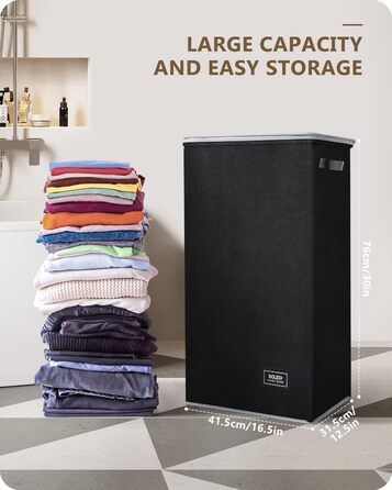 Л Кошик для білизни з кришкою чорний і мішок для білизни - Кошик для білизни вузький Для ванної кімнати, спальні, пральні, дитячої