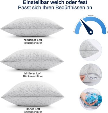Подушка, подушка для голови 80x80 см, подушка для шиї з піни з ефектом пам&39яті, регульована висота за допомогою блискавки, антибактеріальна подушка з піни з ефектом пам&39яті 3200 г, гіпоалергенна, зручна, м&39яка та дихаюча подушка 80x80 см