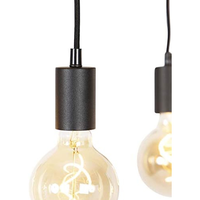 Промисловий I Вінтажний I Промисловий I Вінтажний I Підвісний світильник I Підвісний світильник чорного кольору з деревом, 5 ламп - Полиця I Вітальня I Спальня - Прямокутний I Довгастий - Сумісний зі світлодіодами