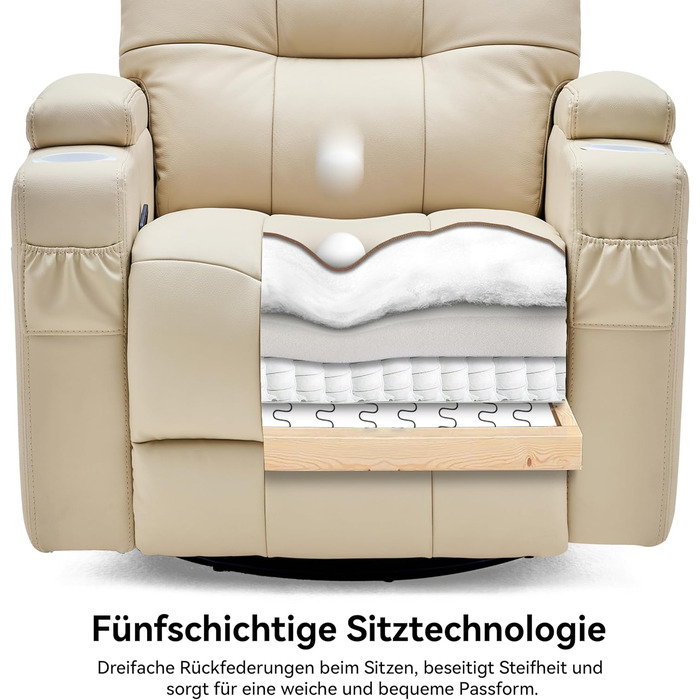 Крісло-гойдалка AIRSKY, крісло-гойдалка, крісло для телевізора зі справжньої шкіри з функцією відкидання, крісло для кінотеатру, крісло для літніх людей, крісло для телевізора з функцією сну, ручне регулювання, крісло-гойдалка, крісло-гойдалка, вітальня, 