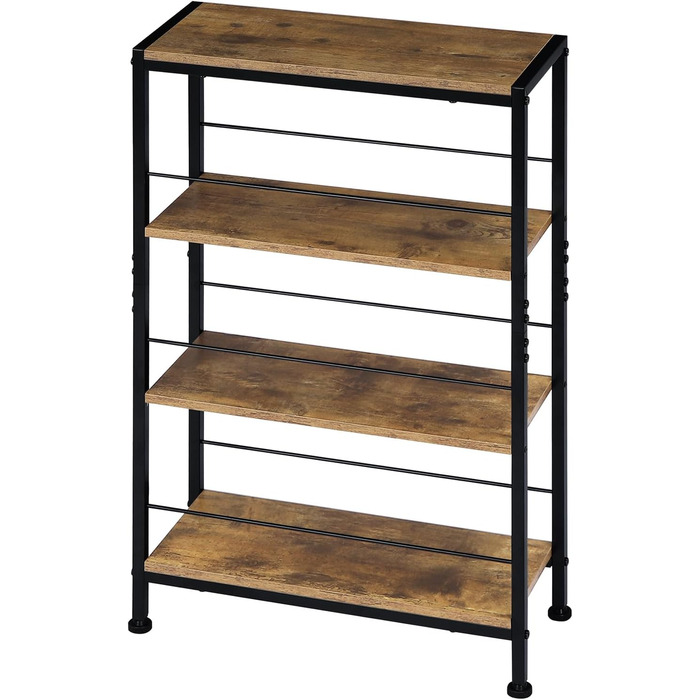 Полиця, Нішева полиця з 4 ярусами, Кухонна полиця для спецій, Вузька полиця-драбина, для кухні-вітальні, Дерево та метал, Вінтажний коричневий та чорний, 50x78x20 см, RGB52shm 50x20x78 Вінтажний коричневий чорний