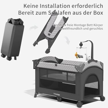 Складане дитяче ліжечко, дорожнє ліжечко та приліжкове ліжечко Портативне дитяче ліжечко, регульоване по висоті, портативне та зручне для зберігання, включаючи іграшки, пеленальний столик та москітну сітку Подарунок для молодих батьків